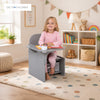 Kids Chair Desk in Grey with Storage and Cupholder | Large Work Surface | Engineered Wood Sturdy Build | Study Table for Boys Girls Playroom Bedroom Nursery | 3 Years+