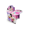 Kids Chair Desk with Storage Bin Minnie Mouse Pink Graphics | Engineered Wood Fabric Build | Scratch-Resistant Wipe-Clean Study Table for Girls Playroom Bedroom | 3 Years+