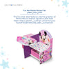 Kids Chair Desk with Storage Bin Minnie Mouse Pink Graphics | Engineered Wood Fabric Build | Scratch-Resistant Wipe-Clean Study Table for Girls Playroom Bedroom | 3 Years+
