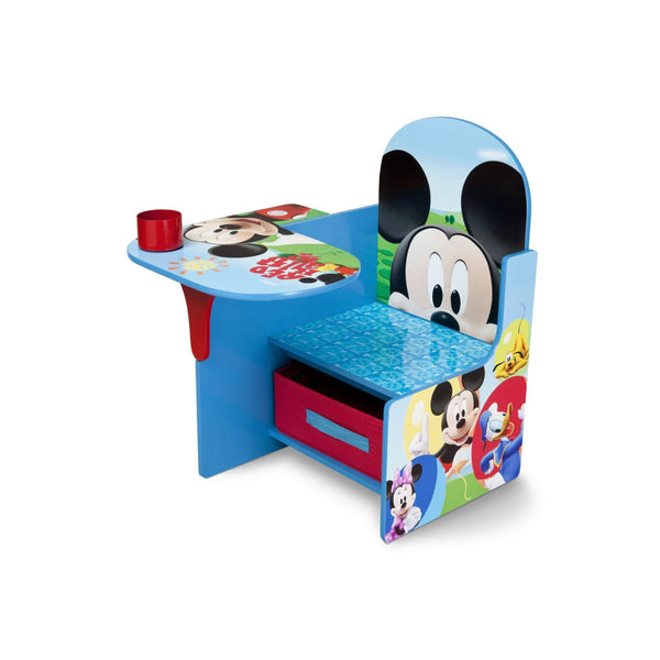 Kids Chair Desk with Storage Bin Mickey Mouse Graphics | Engineered Wood Fabric Build | Scratch-Resistant Wipe-Clean Study Table for Boys Playroom Bedroom Nursery | 3 Years+