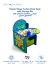 Teenage Mutant Ninja Turtles Chair Desk | Kid-Friendly Design with Storage Bin | GREENGUARD Gold Certified | Easy Access | Durable Wood & Fabric | 51x50x50 CM