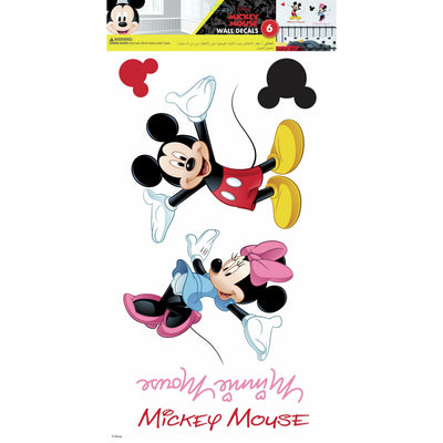 Mickey And Minnie (L 23 X H 45.2 Cms) Peel and Stick Wall Decals | 6 Decals | Removable Repositionable Stickers | Easy Damage-Free Wall Art for Kids Bedroom Nursery Playroom