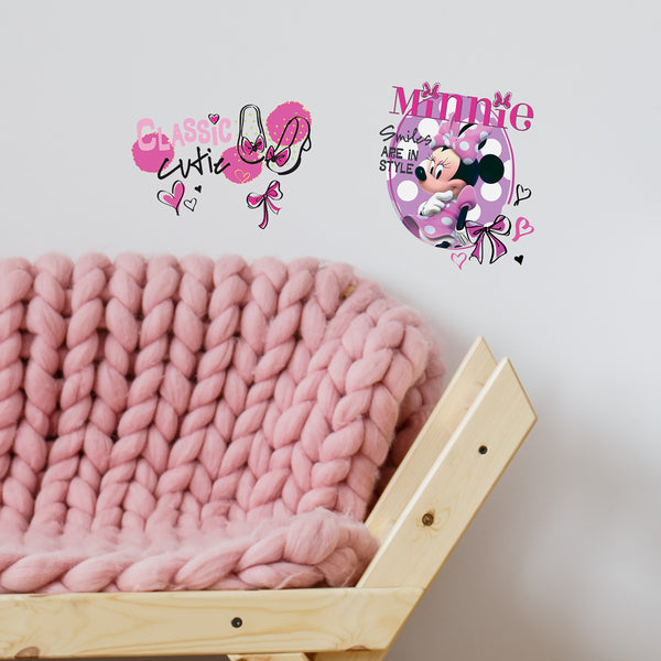 Minnie (L 23 X H 45.2 Cms) Peel and Stick Wall Decals | 4 Decals | Removable Repositionable Stickers | Easy Damage-Free Wall Art for Kids Bedroom Nursery Playroom