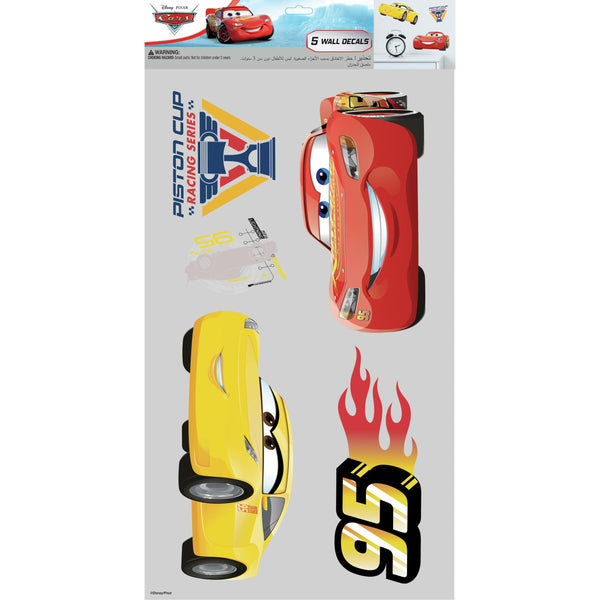 Cars Peel and Stick Wall Decals | 5 Decals | Removable Repositionable Stickers | Easy Damage-Free Wall Art for Kids Bedroom Nursery Playroom