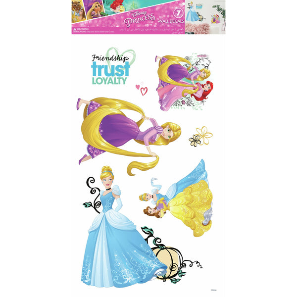 Princess Peel and Stick Wall Decals | 7 Decals | Removable Repositionable Stickers | Easy Damage-Free Wall Art for Kids Bedroom Nursery Playroom