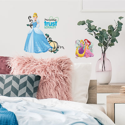 Princess Peel and Stick Wall Decals | 7 Decals | Removable Repositionable Stickers | Easy Damage-Free Wall Art for Kids Bedroom Nursery Playroom