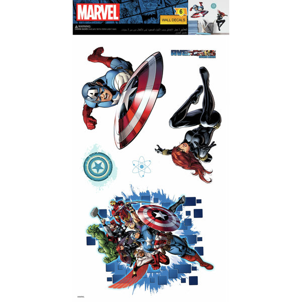 Avengers Peel and Stick Wall Decals | 6 Decals | Removable Repositionable Stickers | Easy Damage-Free Wall Art for Kids Bedroom Nursery Playroom