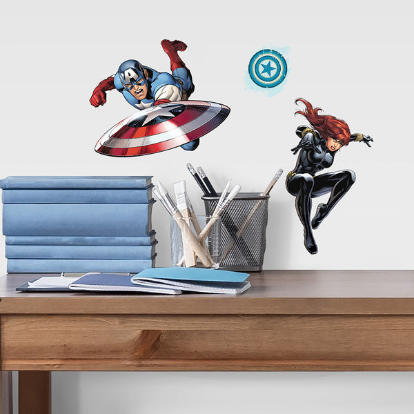 Avengers Peel and Stick Wall Decals | 6 Decals | Removable Repositionable Stickers | Easy Damage-Free Wall Art for Kids Bedroom Nursery Playroom