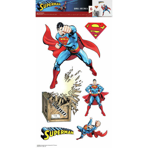Superman Peel and Stick Wall Decals | 6 Decals | Removable Repositionable Stickers | Easy Damage-Free Wall Art for Kids Bedroom Nursery Playroom