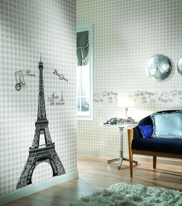 Eiffel Tower Peel and Stick Wall Decals | Removable Repositionable Stickers | Easy Damage-Free Wall Art for Kids Bedroom Nursery Playroom