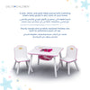 Kids Table and Chair Set with Princess Crown Graphics in White Pink | Engineered Wood Solid Wood Build | Furniture for Girls Playroom Bedroom Nursery | Easy Assembly | 3 Years+