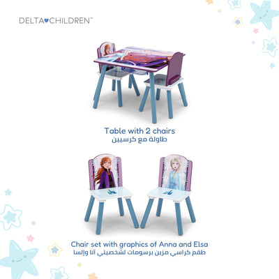 Kids Table and Chair Set with Frozen 2 Elsa Anna Graphics | Engineered Wood Furniture for Playroom Art Snack Study | Includes 1 Table 2 Chairs | Easy Assembly | 3 Years+