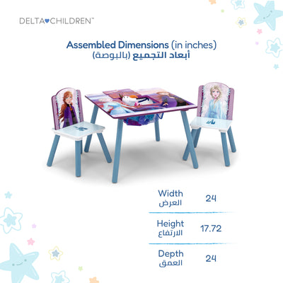 Kids Table and Chair Set with Frozen 2 Elsa Anna Graphics | Engineered Wood Furniture for Playroom Art Snack Study | Includes 1 Table 2 Chairs | Easy Assembly | 3 Years+