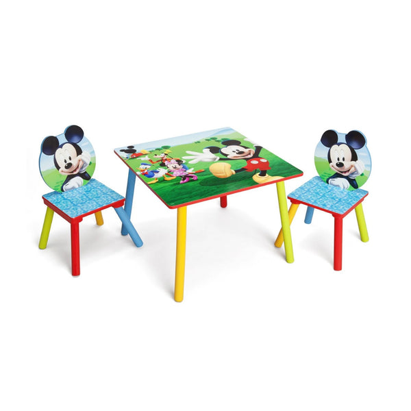 Kids Table and 2 Chair Set 59.7 × 43.8 × 59.7 CM | Mickey Mouse Wooden Activity Table | Scratch Resistant Finish | Play Study Craft Furniture | For Children 3 to 6 Years