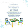 Kids Table and 2 Chair Set 59.7 × 43.8 × 59.7 CM | Mickey Mouse Wooden Activity Table | Scratch Resistant Finish | Play Study Craft Furniture | For Children 3 to 6 Years