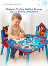PAW Patrol Table & Chair Set for Kids with Storage Basket | 2 Chairs: Chase & Marshall | Wooden | Ages 3+ | Blue & Red | Study | Play | 65.9x65.5x8.9 CM