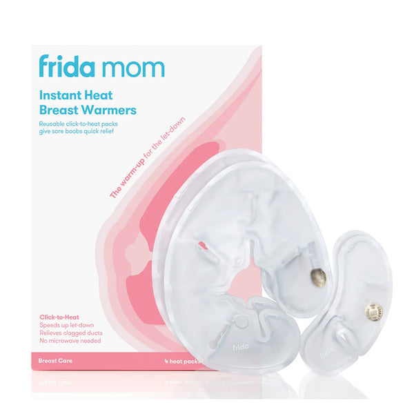 Frida Mom Instant Heat Reusable Breast Warmers - Reusable Click-to-Heat Relief in an Instant for Nursing + Pumping Moms - 2 Sets - 2 Small + 2 Large Heat Packs