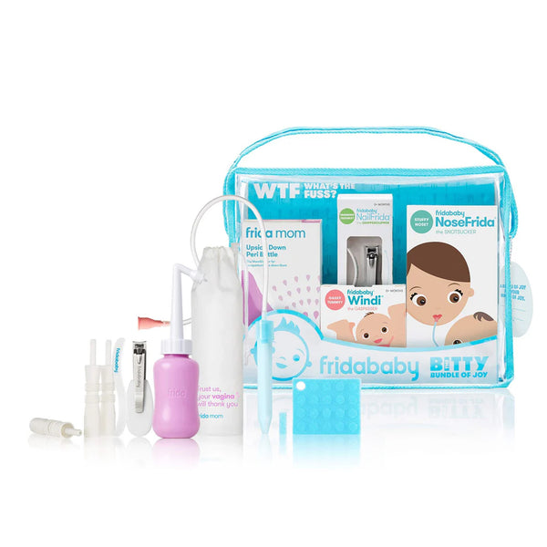 Frida Baby Bitty Bundle of Joy Mom & Baby Essentials Healthcare and Grooming Gift Kit Includes Peri Bottle, NoseFrida Snotsucker, Windi Gaspasser & Nail Clipper + File Set
