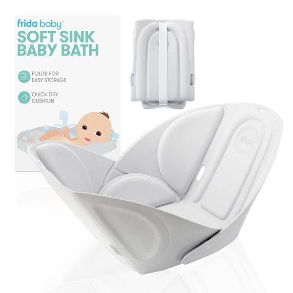 Frida Baby Soft Sink Baby Bath Seat | Sink Bather for Baby | Easy to Clean Baby Bathtub + Bath Cushion That Supports Baby's Head