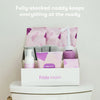 Frida Mom Postpartum Recovery Essentials Kit - Includes Disposable Underwear, Ice Maxi Absorbency Pads, Cooling Witch Hazel Medicated Pad Liners, Perineal Medicated Healing Foam And Peri Bottle