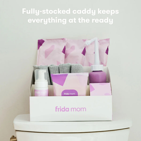 Frida Mom Postpartum Recovery Essentials Kit - Includes Disposable Underwear, Ice Maxi Absorbency Pads, Cooling Witch Hazel Medicated Pad Liners, Perineal Medicated Healing Foam And Peri Bottle