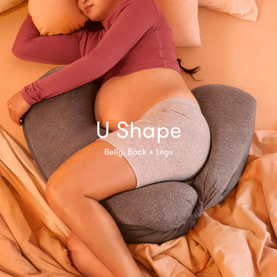 Frida Mom Pregnancy Pillow, Body Pillow, Cooling Pillow, Adjustable for Comfortable Sleep and Pregnancy Belly Support, Back Support, and Leg Support, Gray
