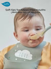Set of 2 Silicone Spoons | Easy Eating | Gentle on Gums and First Teeth | Hygienic Resting Support | Ergonomic & Non-Slip Handle | Ideal for Self-Feeding | BPA-Free | 13 x 2.5 cm | blue