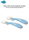 Set of 2 Silicone Spoons | Easy Eating | Gentle on Gums and First Teeth | Hygienic Resting Support | Ergonomic & Non-Slip Handle | Ideal for Self-Feeding | BPA-Free | 13 x 2.5 cm | blue