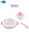 Weaning Set 6m+ | Plate with Hot Water Reservoir | Silicone Spoon & Cup | Non-Slip Bottom & Anti-Splash Edges | Ideal for Baby's First Meals | BPA Free | pink