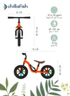Charlie Glow Orange Kids Balance Bike with Light-Up Wheels | No Batteries Needed | Adjustable | 18-48 months