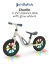 Charlie Glow Beige Kids Balance Bike with Light-Up Wheels | No Batteries Needed | Adjustable | 18-48 months