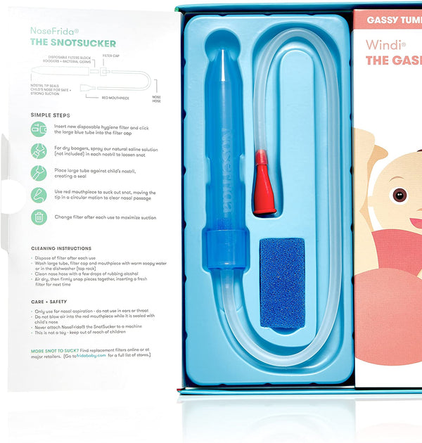 Frida Baby Basics Kit | Baby Essentials Kit Includes Nasal Aspirator Snotsucker, NailFrida Nail Files, Windi Gas Relief, DermaFrida Bath Brush + Silicone Carry Case