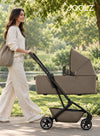 Aer2 Foldable Baby Cot for Newborns | Self-Standing One-Hand Fold | Breathable Mattress | UPF 50+ Sun Hood | Overnight Sleep Carrycot | 90 x 42 x 15 cm | 3.9 kg | Hazel Brown