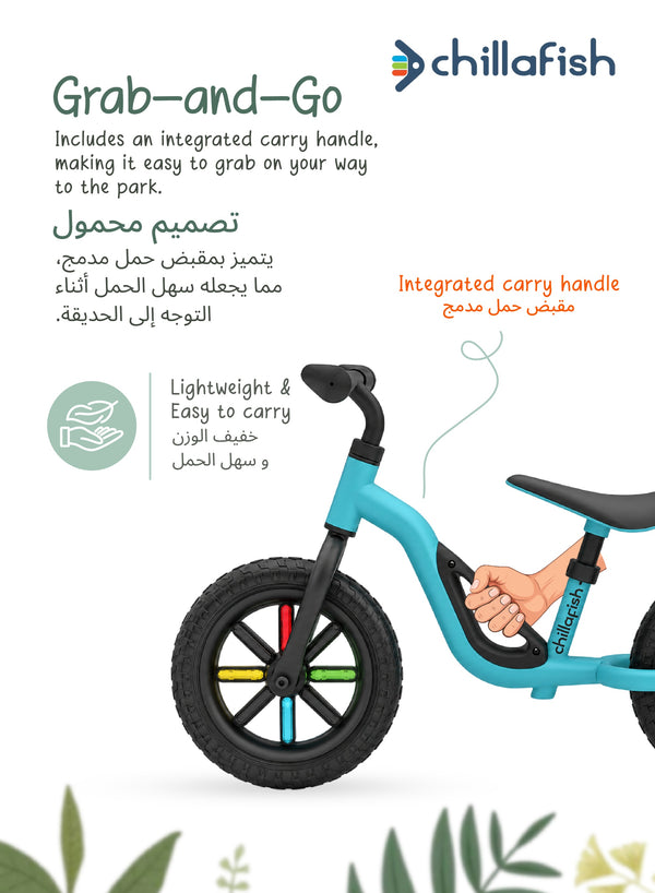 Charlie Glow Sky Blue Kids Balance Bike with Light-Up Wheels | No Batteries Needed | Adjustable | 18-48 months