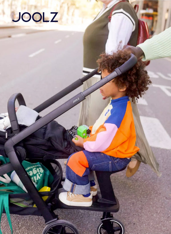Joolz Hub² Footboard with Seat | Toddler Ride-On Board for Stroller | Detachable Seat | Foldable Design | Easy Attachment | Supports up to 44 lbs (20 KG) | 39 x 37.5 x 23 cm - black