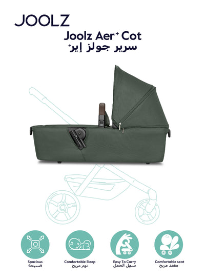 Joolz AER+ Carrycot for Stroller – Lightweight, Foldable & Travel-Friendly Baby Bassinet, Breathable Mattress, Ventilated Sun Hood, Newborn Comfort (0-6M) – Forest Green