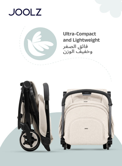 Aer² Compact & Lightweight Baby Stroller | One-Hand Fold | Suitable from Newborn to Toddler | Easy Steering | Airplane Friendly | Ultra-Compact | 44x53x23.5 CM | Calming Beige | 6.2 Kg