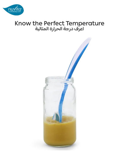 Set of 2 Thermosensitive Spoons | Easy Eating | Colour Changing | Long Handle | Suitable for Liquids | Ideal for Baby Food | BPA-Free | 37°C Temperature Indicator | blue