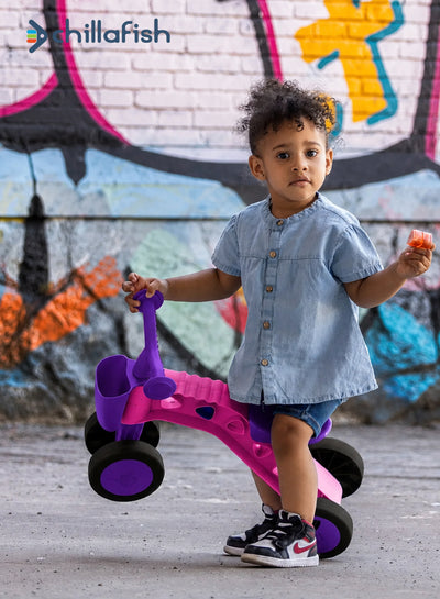 ItsiBitsi Blocks Fuchsia Toddler Ride-On Car with Building Blocks | Steering Limiter | 4-Wheel Base | 1-3 years