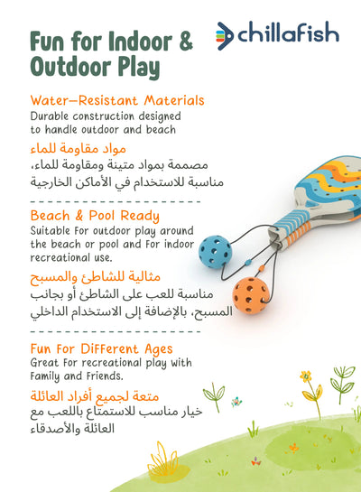 Pickli Sun Yellow Beach Pickleball Racket Set | Water Resistant | Clip-Together Design | All ages