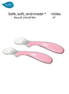 Set of 2 Silicone Spoons | Easy Eating | Gentle on Gums and First Teeth | Hygienic Resting Support | Ergonomic & Non-Slip Handle | Ideal for Self-Feeding | BPA-Free | 13 x 2.5 cm | pink