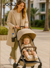 Lightweight Aer2 Baby Stroller with Bumper Bar & Cup Holder | Easy Fold One-Hand | Newborn to Toddler Travel Buggy | Comfortable Reclining Seat | 83×45×105 CM - Sandy Taupe