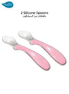 Set of 2 Silicone Spoons | Easy Eating | Gentle on Gums and First Teeth | Hygienic Resting Support | Ergonomic & Non-Slip Handle | Ideal for Self-Feeding | BPA-Free | 13 x 2.5 cm | pink