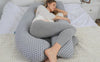 PharMeDoc Pregnancy Pillow, U-Shape (Jersey Grey Stars Pattern, Detachable) Full Body Pillow and Maternity Support for Back, Hips, Legs, Belly for Pregnant Women, Jersey Grey Stars
