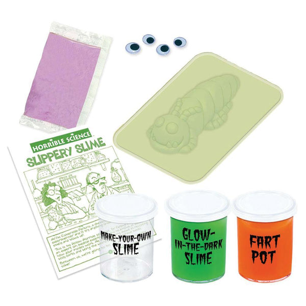 Horrible Science Slippery Slime Kit – Glow-in-the-Dark, Fart Pot, DIY Slime Experiment for Kids – Fun & Gross Science Playset for Curious Minds!