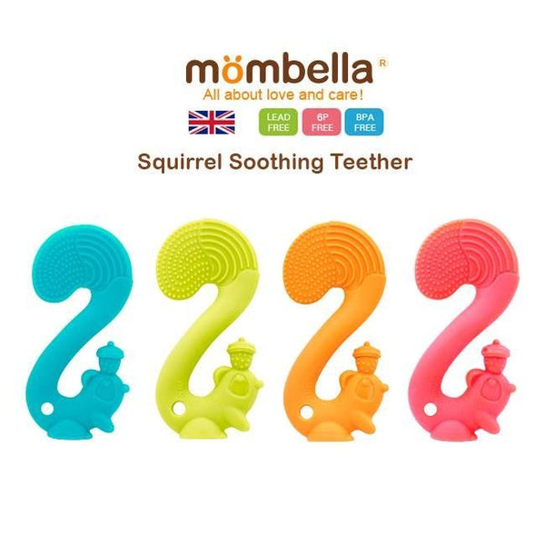 Mombella Squirrel Teether Toy for Babies 6+ Months – BPA-Free, Soft Silicone, Safe & Fun Teething Relief, Colorful Design, Easy-Grip for Tiny Hands - Orange